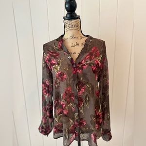 Brown Floral top.